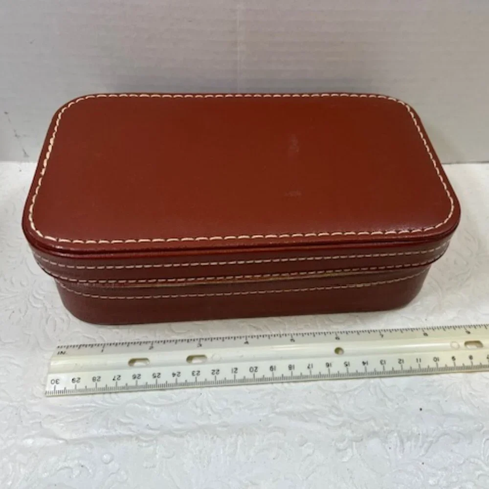 VTG Alfa Faux Leather Brown Toiletry Travel Accessory Zip Around Bag 8.5